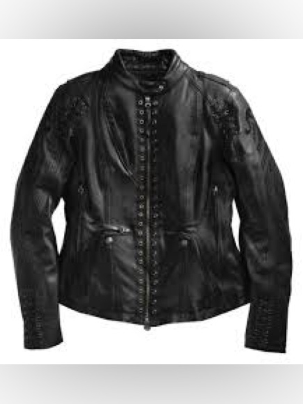 Harley-Davidson Black Destitute Grommet Leather Studed Riding Jacket medium